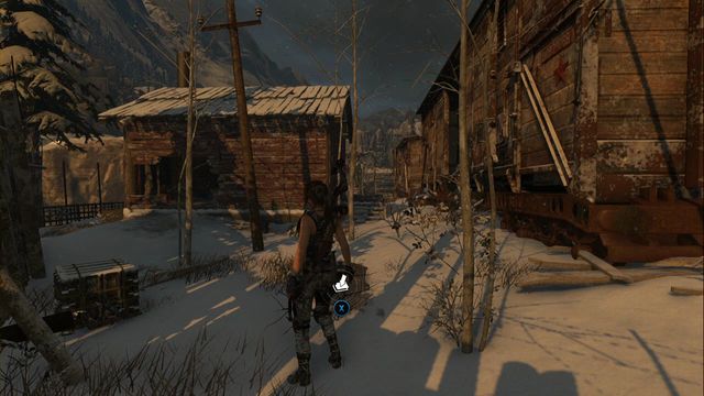 A bit behind the building, at the car - Rise of the Tomb Raider: Survival Caches, Soviet Installation secrets, map, tips - Soviet Installation - Rise of the Tomb Raider Guide