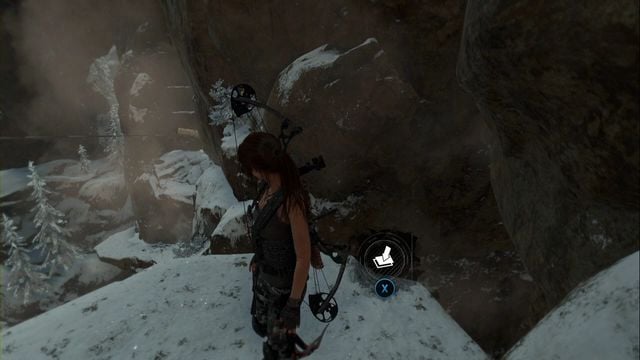 At the end, on the projecting ledge, next to another spot where you can attach the rope, you find the cache - Rise of the Tomb Raider: Survival Caches, Soviet Installation secrets, map, tips - Soviet Installation - Rise of the Tomb Raider Guide