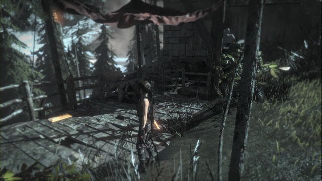 On the wooden platform next to the tall building - Rise of the Tomb Raider: Documents 1-15, Geothermal Valley secrets, map - Geothermal Valley - Rise of the Tomb Raider Guide