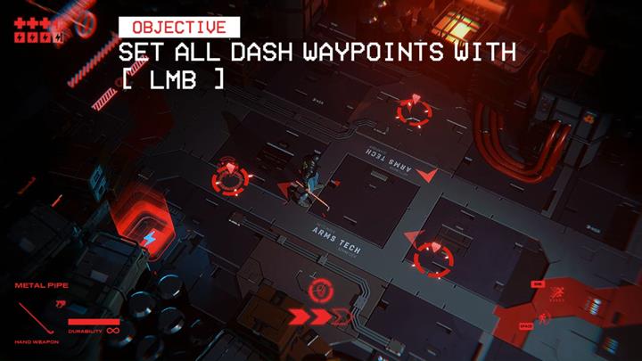 You can plan to perform a few Dashes in a row so you can, e.g. take a weapon and go back to a safe place. - Prologue | Walkthrough - Walkthrough - Ruiner Game Guide