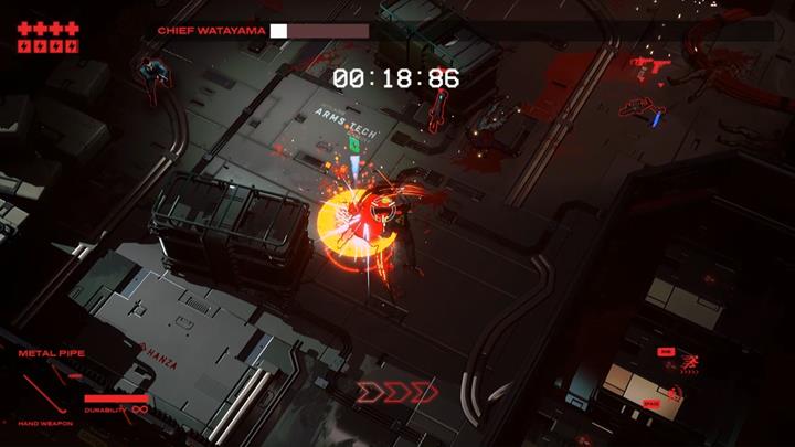 You must use Dash in a such way that you land right on the boss and attack him with a melee weapon. - Chief Watayama | Head Hunt - Head Hunt - Ruiner Game Guide