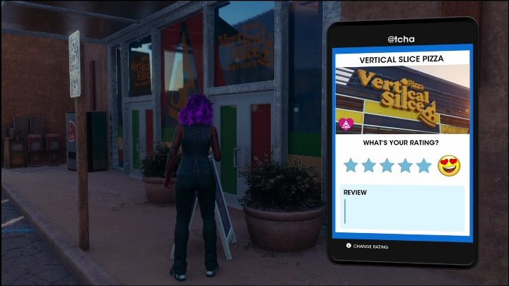 You will find this quest in the western part of the location, near one of the roadside pizzeria - Saints Row 2022: Side Hustles (East Marina) - list and description of activity - East Marina - Saints Row Guide, Walkthrough