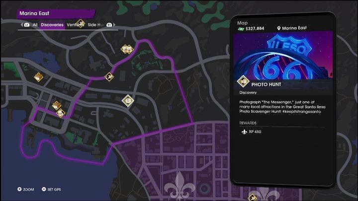 This Photo Hunt activity is located in the central part of the district - Saints Row 2022: Discoveries (East Marina) - list and description of activity - East Marina - Saints Row Guide, Walkthrough
