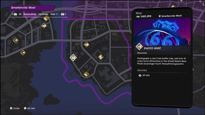 This Photo Hunt activity is located in the western part of the district, right on the shore - Saints Row 2022: Discoveries (Smelterville West) - list and description of activity - Smelterville West - Saints Row Guide, Walkthrough