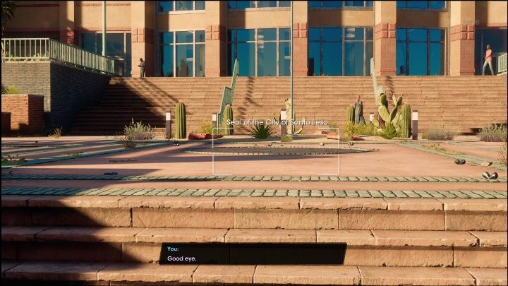 To get 450 XP, just go up the stairs and take a photo of the inscriptions just under the flag - Saints Row 2022: Discoveries (West Old Town) - list and activity descriptions - West Old Town - Saints Row Guide, Walkthrough