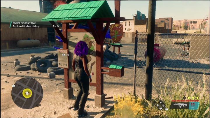 The Hidden History activity will start when you click the button on the starting board, right in front of the tourist point - Saints Row 2022: Discoveries (East Old Town) - list and description of activity - East Old Town - Saints Row Guide, Walkthrough