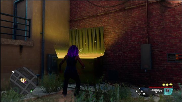 To complete this activity, you only need to search the dumpster that glows gold - Saints Row 2022: Discoveries (East Old Town) - list and description of activity - East Old Town - Saints Row Guide, Walkthrough