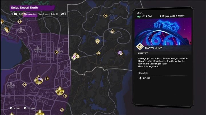 This activity is located at the area's edge, in the south-western part - Saints Row 2022: Discoveries (Rojas Desert North) - list and description of activity - Rojas Desert North - Saints Row Guide, Walkthrough