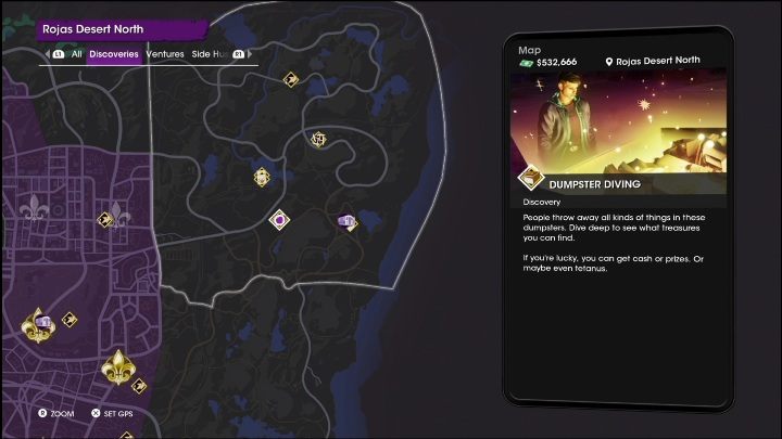 You'll find this activity at the gas station in the southern part of the area - Saints Row 2022: Discoveries (Rojas Desert North) - list and description of activity - Rojas Desert North - Saints Row Guide, Walkthrough