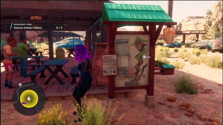 The Hidden History will begin when you press the button on the starting board, right in front of the tourist point - Saints Row 2022: Discoveries (Rojas Desert North) - list and description of activity - Rojas Desert North - Saints Row Guide, Walkthrough