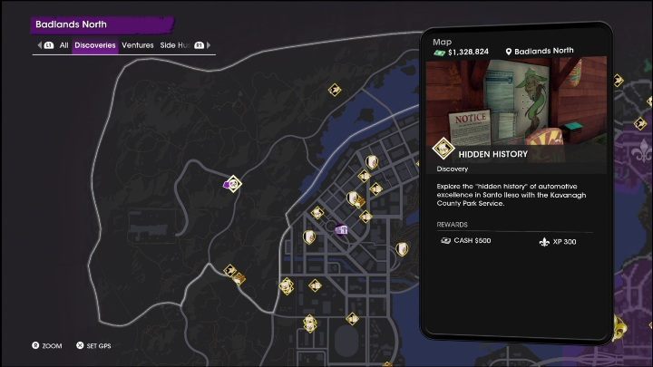 This activity is located in the central part of Badlands North, at the region's largest intersection - Saints Row 2022: Discoveries (Badlands North) - list and description of activity - Badlands North - Saints Row Guide, Walkthrough