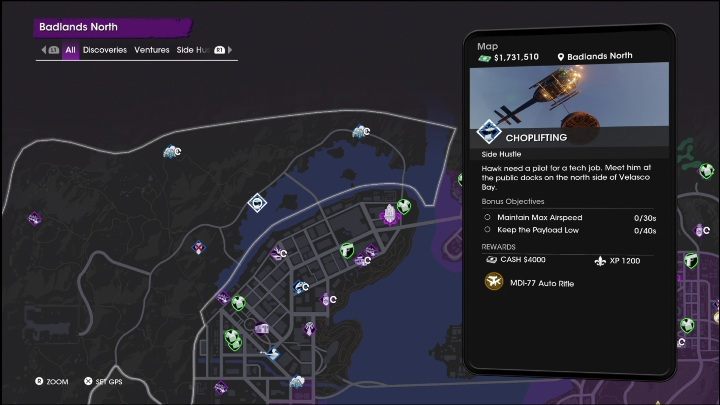 Rewards for completing the Choplifting side activity - Saints Row 2022: Side Hustles (Badlands South) - list and description of activity - Badlands South - Saints Row Guide, Walkthrough