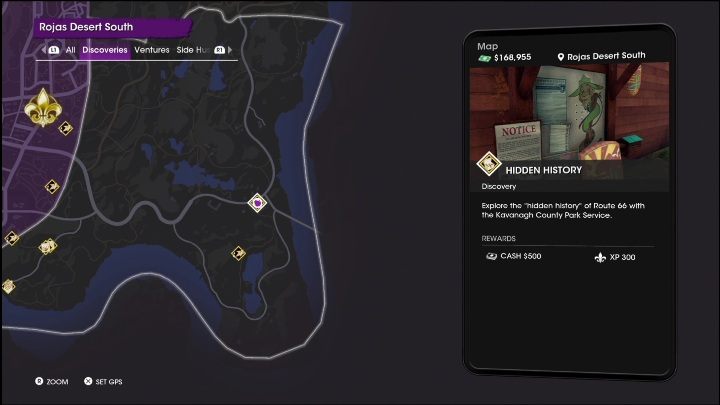 The Hidden History activity can be found in the eastern part of the location, right next to the intersection - Saints Row 2022: Discoveries (Rojas Desert South) - list and description of activity - Rojas Desert South - Saints Row Guide, Walkthrough