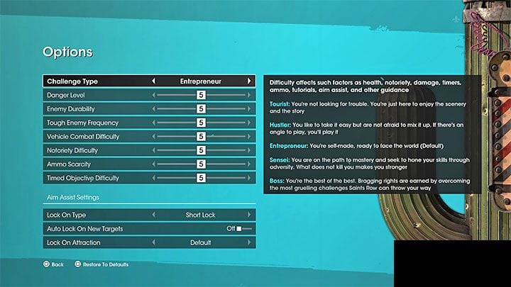 Saints Row offers 5 difficulty levels - Saints Row 2022: Difficulty levels - Challenge Type - Basics - Saints Row Guide, Walkthrough