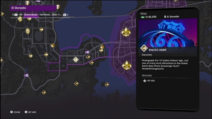 The Photo Hunt activity is located in the southern part of the district - Saints Row 2022: Discoveries (El Dorado) - activities list and description - El Dorado - Saints Row Guide, Walkthrough