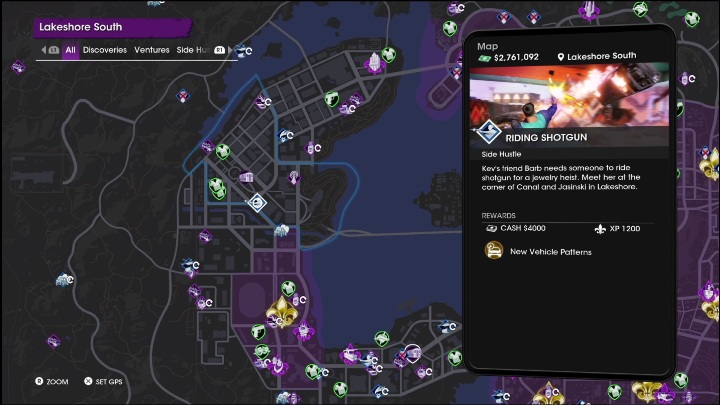 Rewards for completing the Riding Shotgun side activity - Saints Row 2022: Side Hustles (Lakeshore South) - list and description of activity - Lakeshore South - Saints Row Guide, Walkthrough