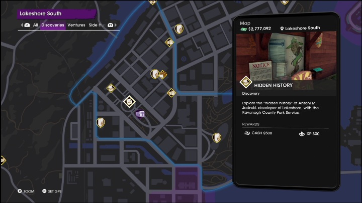 Hidden History is located in the southern part of the district, in the theater - Saints Row 2022: Discoveries (Lakeshore South) - list and description of activity - Lakeshore South - Saints Row Guide, Walkthrough