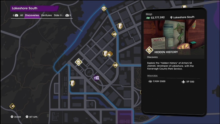 Hidden History is located in the western part of the district, in the park where the library is - Saints Row 2022: Discoveries (Lakeshore South) - list and description of activity - Lakeshore South - Saints Row Guide, Walkthrough
