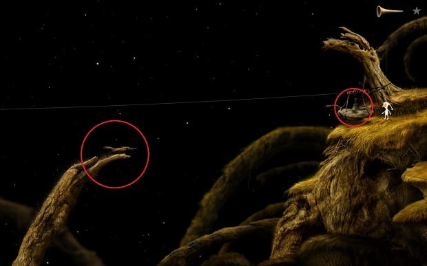 After entering the next area, you can interact with those things - Finding glue - Shaggy Planet - Samorost 3 - Game Guide and Walkthrough