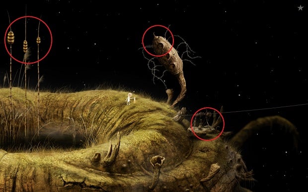 Entering the cart will transfer you to the last location of this part of the planet - Finding glue - Shaggy Planet - Samorost 3 - Game Guide and Walkthrough