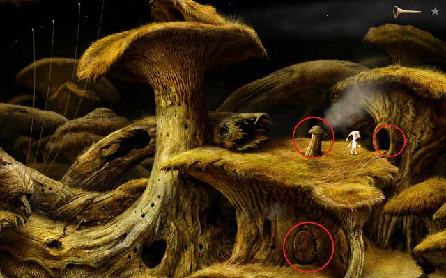 Position yourself right next to the entrance shown on the above screenshot - Finding the key - Shaggy Planet - Samorost 3 - Game Guide and Walkthrough