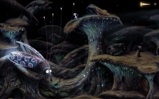 The insect you wake up will light up the area - Finding the key - Shaggy Planet - Samorost 3 - Game Guide and Walkthrough