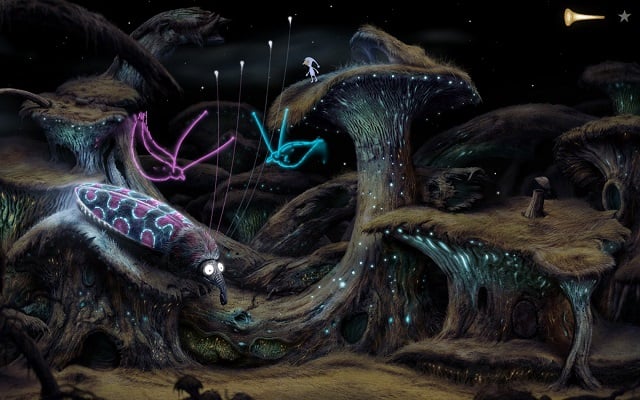 The hint will show you the next sequence, in which you must interact with the antennae of the insect, to get the melody - Finding the key - Shaggy Planet - Samorost 3 - Game Guide and Walkthrough