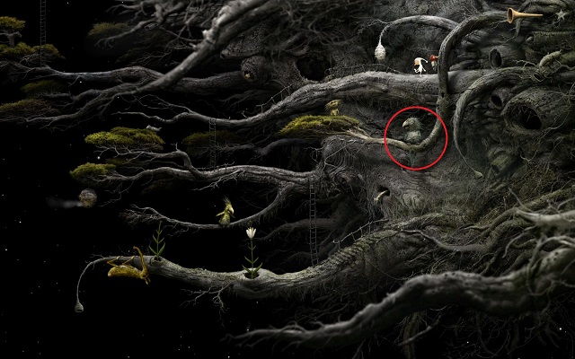 Thanks to the parrot marked on the screenshot, you can obtain another sound collectible - Free the bee - Great log - Samorost 3 - Game Guide and Walkthrough