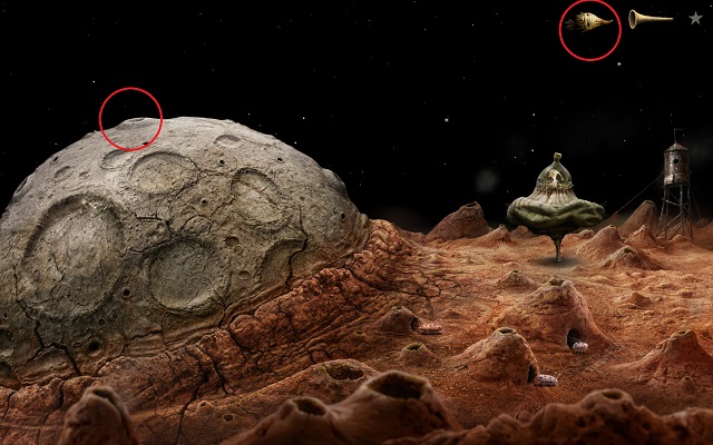 After you land on the Volcanic Vent Planet, you will see the view presented in the above screenshot - Start the elevator - Volcanic Vent Planet - Samorost 3 - Game Guide and Walkthrough