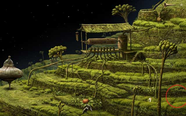 The passage to the next location is in this spot on the map - Enter the tower - Monk Planet - Samorost 3 - Game Guide and Walkthrough