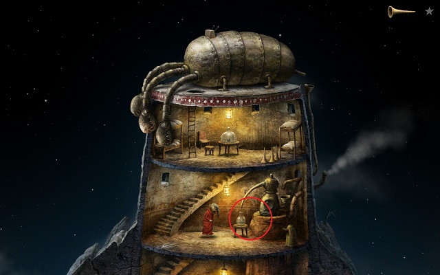 After that, you will witness the depraved monk approach the machine and empty the jar - Defeat the hydra - Monk Planet - Samorost 3 - Game Guide and Walkthrough