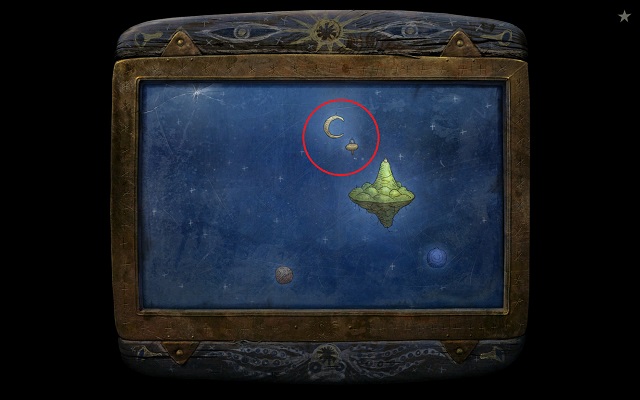 Start the ship and fly over to the moon circled in the screenshot - Defeat the hydra - Monk Planet - Samorost 3 - Game Guide and Walkthrough