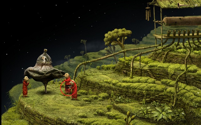 After you land on the planet, monks will bring you an afterburner for your ship - Defeat the hydra - Monk Planet - Samorost 3 - Game Guide and Walkthrough