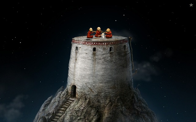 After you restore order to the world, your character joins the monks as the owner of the fourth trumpet - Defeat the hydra - Monk Planet - Samorost 3 - Game Guide and Walkthrough