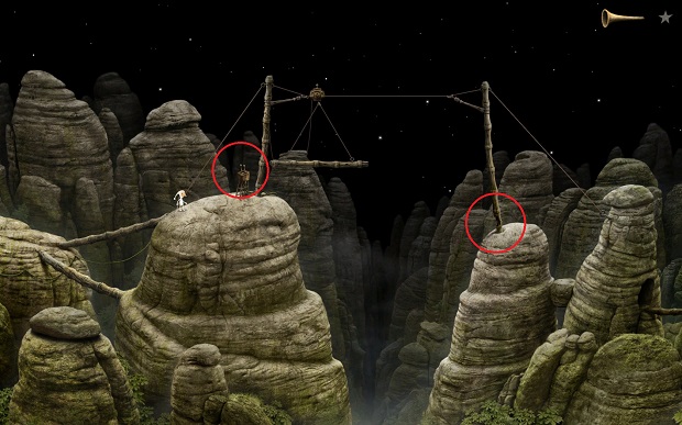You will see the mechanism that you will have to use to get to the other side of the chasm - Cross the chasm - Home Planet - Samorost 3 - Game Guide and Walkthrough