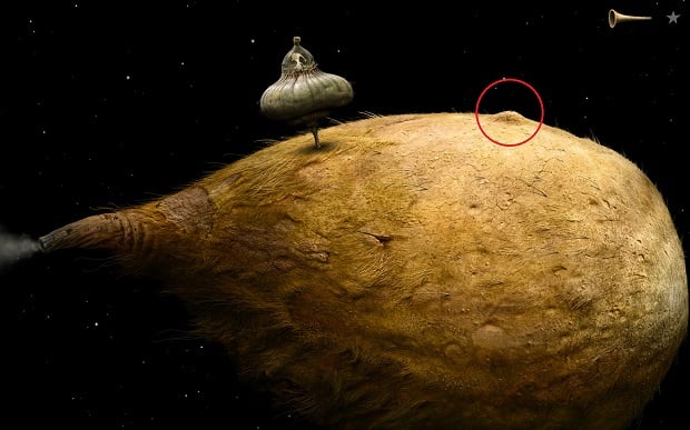 Before you fly to the next planet, you have to make a short stop on the comet, circling around the second planet - The star puzzle - Shaggy Comet - Samorost 3 - Game Guide and Walkthrough