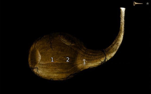 The correct order, in which you activate the feelers is (the above screenshot) 1, 2, 2, 1, 1, 2 - Keyhole - Shaggy Comet - Samorost 3 - Game Guide and Walkthrough