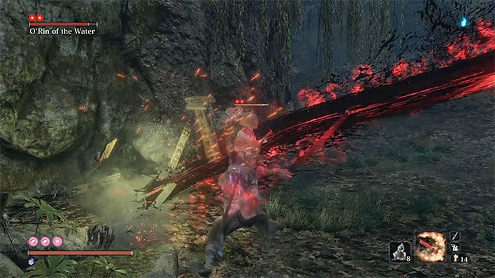 Use Mottle Purple Gourd (or any item that protects you from Terror effect) before you enter the glade where ORin of the Water is - ORin of the Water | Sekiro Shadows Die Twice Boss Fight - Bosses - Sekiro Guide and Walkthrough