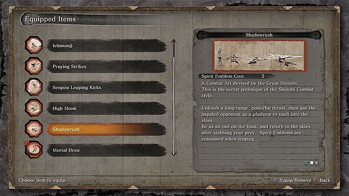 As you progress through the game, you can access new Combat Arts - Character Development in Sekiro Shadows Die Twice - Basics - Sekiro Guide and Walkthrough