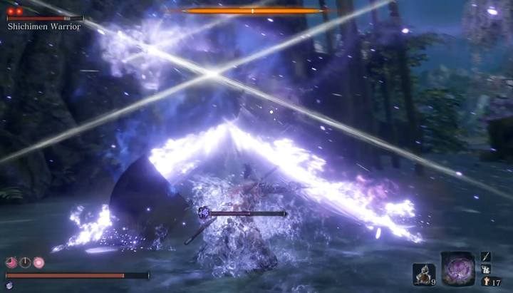Projected Force method allows you to perform an instant counterattack that does a lot of damage to the boss and destroys nearby ghosts. - Shichimen Warrior #2 | Sekiro Shadows Die Twice Boss Fight - Bosses - Sekiro Guide and Walkthrough