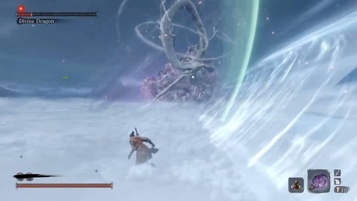 When the boss has approx. 20% health, at the time the branch will not appear - Divine Dragon - main boss in Sekiro: Shadows Die Twice game - Bosses - Sekiro Guide and Walkthrough