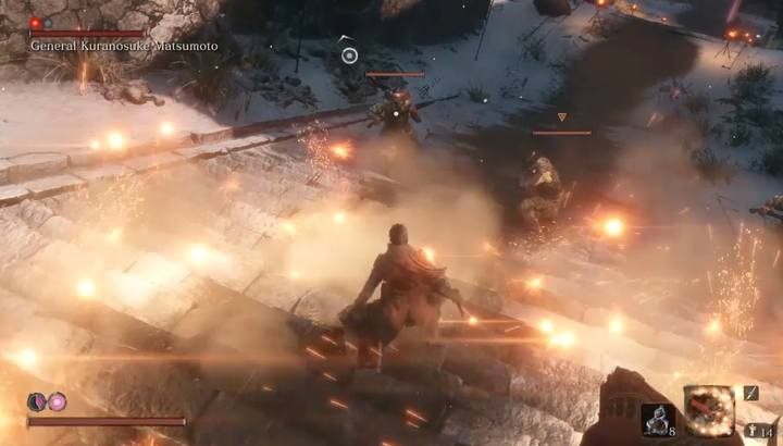 Blind the soldiers with rifles and then eliminate them fast. - General Kuranosuke Matsumoto | Sekiro Shadows Die Twice Boss Fight - Bosses - Sekiro Guide and Walkthrough