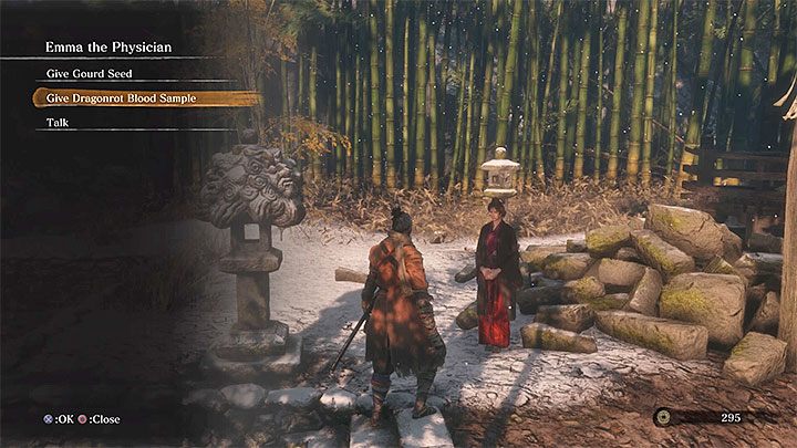 Take a blood sample and go back to Emma - How to avoid Dragonrot spread in Sekiro Shadows Die Twice? - FAQ - Sekiro Guide and Walkthrough