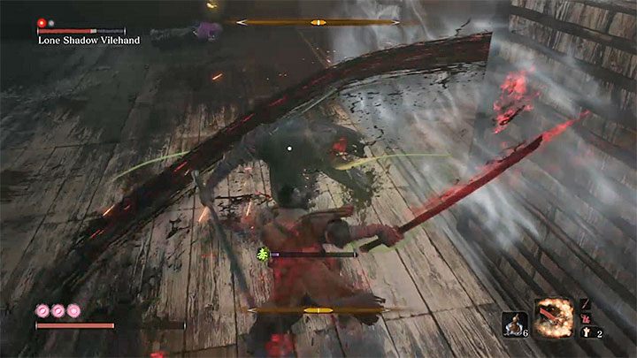 A very good attack to weaken the boss is the Mortal Draw, which you can set as an active Combat Art - Lonely Shadow Vilehand | Sekiro Shadows Die Twice Boss Fight - Bosses - Sekiro Guide and Walkthrough