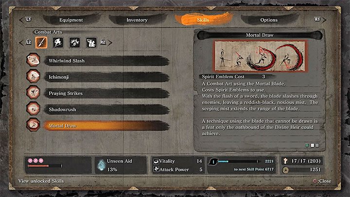 In addition to the Mortal Blade, the game also unlocks a very useful active ability Mortal Draw - Mortal Blade | Unique items in Sekiro Shadows Die Twice - Unique items - Sekiro Guide and Walkthrough