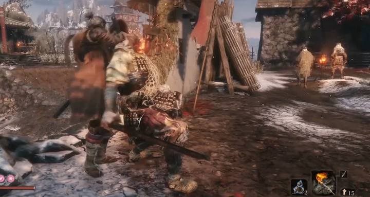 Eliminate nearby soldiers - try to be stealthy. If you do that, they wont help the boss. - General Tenzen Yamauchi | Sekiro Shadows Die Twice Boss Fight - Bosses - Sekiro Guide and Walkthrough