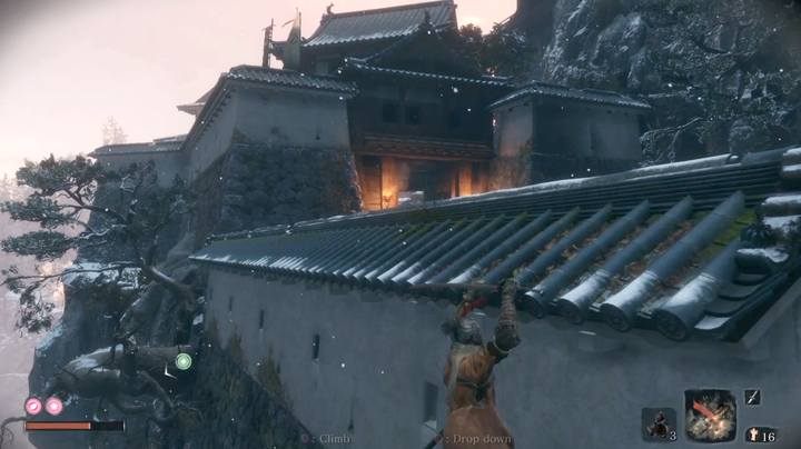Since the last checkpoint, head up the castles; you can evade enemies - the boss battle arena is a closed zone. - The Blazing Bull | Sekiro Shadows Die Twice Boss Fight - Bosses - Sekiro Guide and Walkthrough