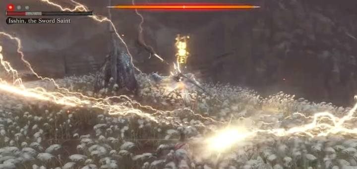 The third phase of combat is enhanced by the remains of two special attacks: cut in the air with a shock wave - dodge to any side (this attack always occurs two times), and the already known lightning strike - Genichiro & Isshin, the Sword Saint | Sekiro Shadows Die Twice Boss Fight - Bosses - Sekiro Guide and Walkthrough