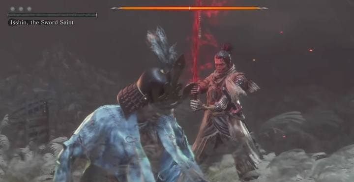 When the defeated boss gets on his knees, do not forget to strike him with a special blow. - Genichiro & Isshin, the Sword Saint | Sekiro Shadows Die Twice Boss Fight - Bosses - Sekiro Guide and Walkthrough