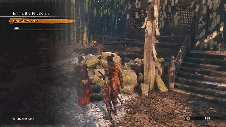 Every time you get new seeds, you need to go back to Dilapidated Temple and meet Emma the Physician - Gourd Seeds | Unique items in Sekiro Shadows Die Twice - Unique items - Sekiro Guide and Walkthrough